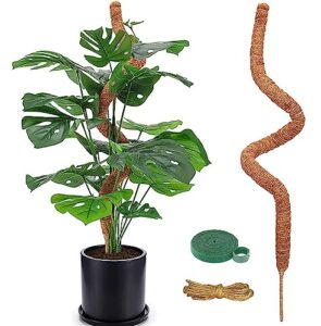 47 inch moss pole for plants monstera, moss for potted plants bendable plant stakes for indoor plants, handmade coco coir monstera plant support for plants grow upwards