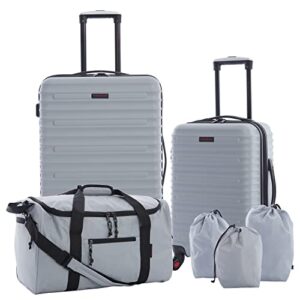 travelers club orion luggage and travel accessories, grey, 6-piece set