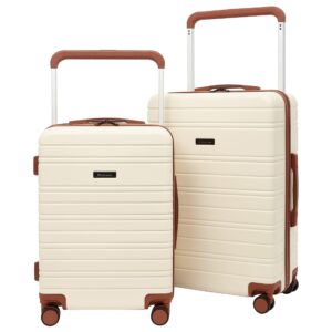 travelers club 20" navigate luggage, ivory, 2pc set