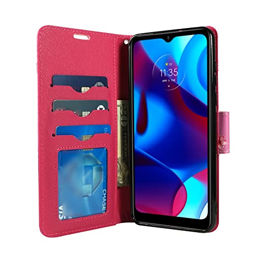 Zase TCL 40 XE 5G (Verizon) Protective Wallet Phone Case Cute Woman Premium PU Leather Flip Folio Purse w/Kickstand ID Card Holder Money Slot Wrist Strap Magnetic Lock (Pink Cherry Blossom)