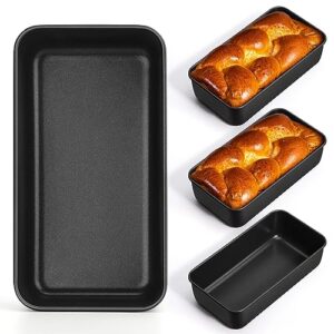 Herogo Non-Stick Loaf Pan Set of 4, Stainless Steel Rectangle Bread Loaf Pans for Baking Bread Meatloaf Brownie Lasagna, 9 x 5 Inch Black Meatloaf Baking Pan for Homemade Bread, Oven Safe