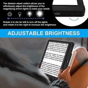 5X Magnifying Glass with Light, Dimmable LED 9.5” x 6.9” Full Page Magnifier, Rechargeable Magnifying Glass for Reading - Ideal Magnifier for Reading and Close Work - Black