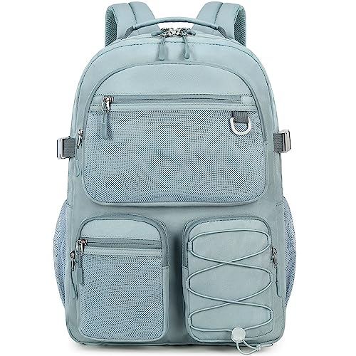 Lohol Water Resistant Daypack with Mulitiple Pockets for Travel Outdoor College, 15.6 inch Laptop Backpack for Men and Women (Grey Blue