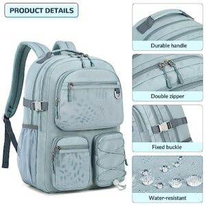 Lohol Water Resistant Daypack with Mulitiple Pockets for Travel Outdoor College, 15.6 inch Laptop Backpack for Men and Women (Grey Blue