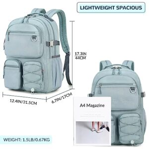 Lohol Water Resistant Daypack with Mulitiple Pockets for Travel Outdoor College, 15.6 inch Laptop Backpack for Men and Women (Grey Blue