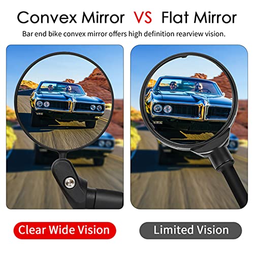 REMAROVE Bike Mirror Bicycle Rear View Mirror Adjustable Bike Bar End Mirror HD Wide Angle Convex Lens