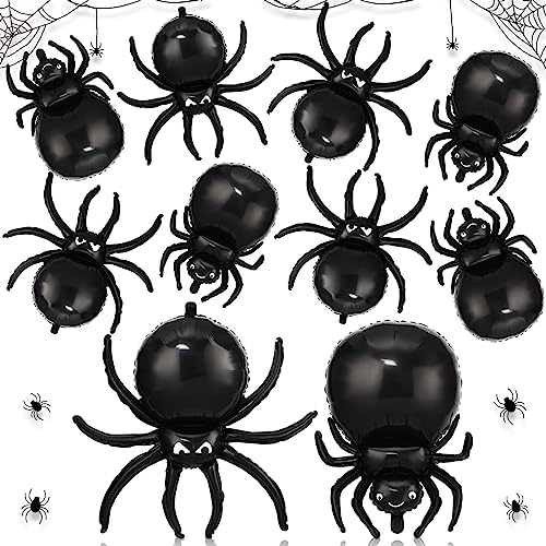 10 Pcs Spider Foil Balloons Halloween Decorations - 32.5" Black Spider Balloon 3D Realistic for Halloween Party Decorations Birthday Party Supplies for Home