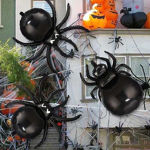 10 Pcs Spider Foil Balloons Halloween Decorations - 32.5" Black Spider Balloon 3D Realistic for Halloween Party Decorations Birthday Party Supplies for Home