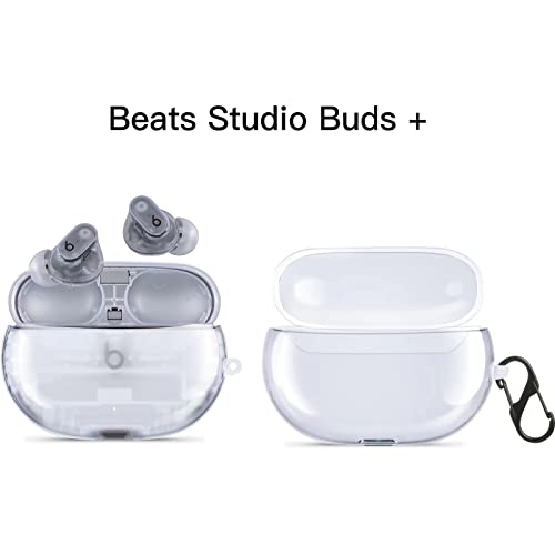 LiZHi Compatible with Beats Studio Buds + Case Clear, Designed Protective Cover Soft TPU Transparent Shockproof Case Accessories Keychain for Beats Studio Buds Plus, Crystal Clear