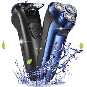 electric razor for men, rechargeable men's electric shaver, 9d floating head electric razor rotary shaver for men waterproof ipx7 wet & dry shaving with pop-up sideburn trimmer home office travel trip