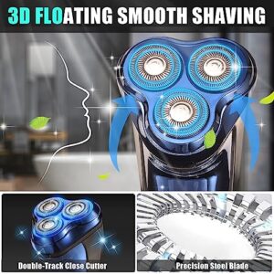 Electric Razor For Men, Rechargeable Men'S Electric Shaver, 9D Floating Head Electric Razor Rotary Shaver For Men Waterproof IPX7 Wet & Dry Shaving With Pop-Up Sideburn Trimmer Home Office Travel Trip