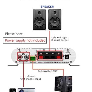 IXUFO 12V Mini Amplifier with 2.1 Channel Bass Subwoofer Output, 300 Watt Home Audio Music Stereo Hi-Fi Power Amp for PC TV Phone Car Vehicle B