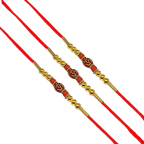 JAGMOR Rakhi Threads, Set of 3 OM Rakhi for Brother, Rakhi Bracelet for Brothers, Rakhi Thread, Bhai Rakhi, Bro Rakhi