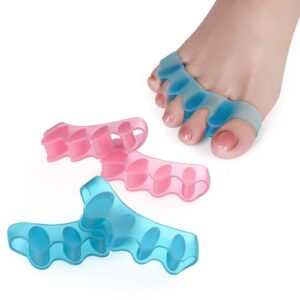 4 pcs toe separator,bunion corrector for women men toe spacers to correct bunions toe straightener toe stretcher big toe correctors gel toe separators (blue+pink)…