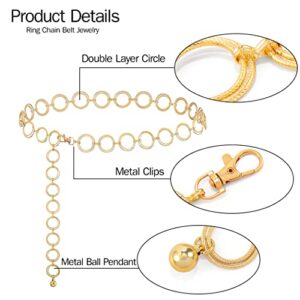 ELABEST O-Ring Chain Belt Waist Chain Belts Adjustable Waist Body Jewelry Accessories Women Girls