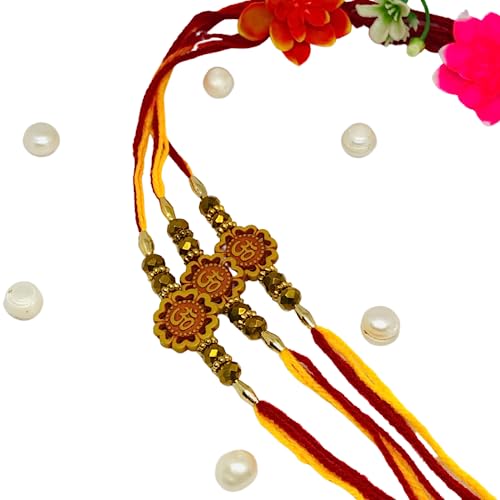 TheNext7 Set of 3 OM Rakhi, OM pendant Designer Raksha Bandhan Rakhi Gift Rakhi for brother Rakhi threads bracelets