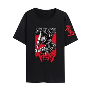 azikbd berserk brand of sacrifice graphic t-shirt, red brushed storyline, manga action anime shirt, negro (black3,large)