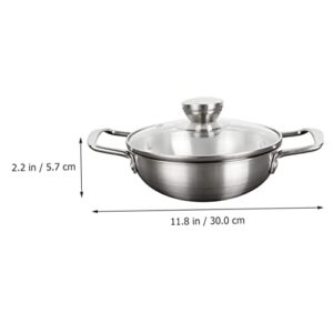 YARNOW 2pcs Stainless Steel Noodle Pot Pasta Cooker Korean Ramen Pot Korean Pots for Cooking Ramen Pot with Lid Cast Iron Pan Stir Fry Pan Large Soup Pot Big Noodles Cooking Pot with Lid