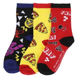 bioworld five nights at freddy's pizza party youth 3-pair crew socks