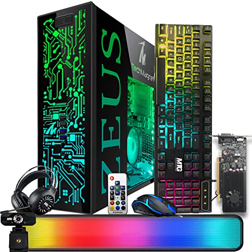 TechMagnet Gaming Desktop PC, Intel i5 4th Gen, Zeus Pro 4, GT 1030, 16GB RAM ARGB, 256GB SSD + 2TB HDD, RGB Front Panel 385 Patterns, RGB Kit, Win 10 Pro (Renewed)