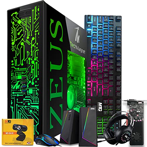 TechMagnet Gaming Desktop PC, Intel i7 4th Gen, Zeus Pro 4, GT 1030, 16GB RAM ARGB, 512GB SSD + 2TB HDD, Wi-Fi | Bluetooth Adapter, Webcam, RGB Kit, Win 10 Pro (Renewed)