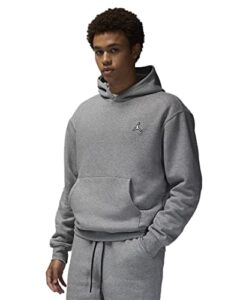 nike jordan brooklyn fleece men's pullover hoodie (as1, alpha, l, regular, regular, carbon heather/white)