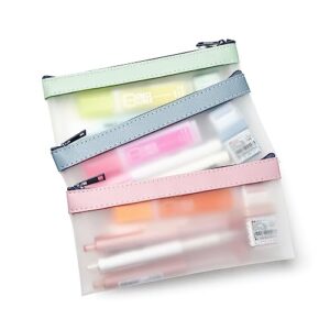 jutorosy 3 pack pencil case zipper pencil pouch, multifunctional clear pen bag organizer stationery storage bag for office supplies cosmetics makeup travel accessories