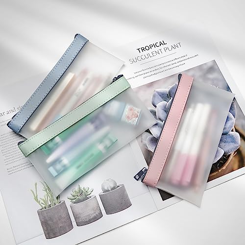 JUTOROSY 3 Pack Pencil Case Zipper Pencil Pouch, Multifunctional Clear Pen Bag Organizer Stationery Storage Bag for Office Supplies Cosmetics Makeup Travel Accessories