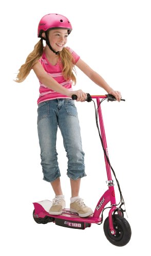 Razor E100 Electric Scooter for Kids Ages 8+ - 8" Pneumatic Front Tire, Hand-Operated Front Brake, Up to 10 mph and 40 min of Ride Time & 13111261 E100 Electric Scooter32.5 x 16 x 36