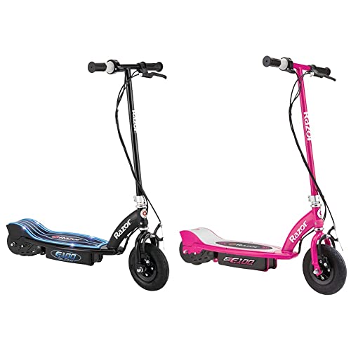 Razor E100 Electric Scooter for Kids Ages 8+ - 8" Pneumatic Front Tire, Hand-Operated Front Brake, Up to 10 mph and 40 min of Ride Time & 13111261 E100 Electric Scooter32.5 x 16 x 36