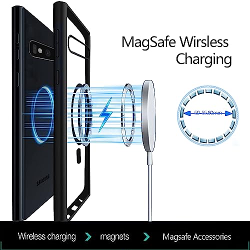 Guizzcg for Samsung Galaxy Note 10 Magnetic Case (6.3-inch) [Compatible with Magsafe] Soft TPU Bumper + Clear Back Slim Shockproof Drop Protection,Black