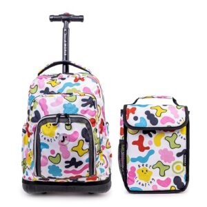 j world new york kids' lollipop rolling backpack & lunch bag set, kiddo, one size