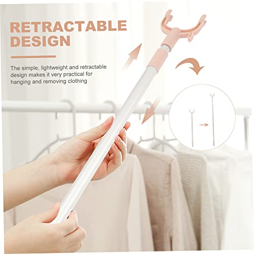 Zerodeko Retractable Clothes Rail Outdoor Clothing Adjustable Hitch Plastic Hanger Household Clothes Forks Garment Hook Reach Pole Closet Rods for Hanging Clothes Simple Pole for Clothes