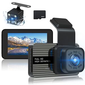 dash cam front and rear, 4k full hd dashcam for cars,170°wide angle dashboard cameras with 3 inches, super night vision, g-sensor, loop recording, 24 hours parking monitor with 32gb card