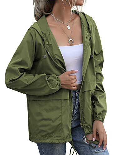 Lightweight Rainwear,Waterproof Active Outdoor Cycling Hiking Rain Jacket Army Green XL