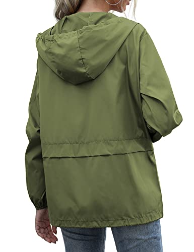 Lightweight Rainwear,Waterproof Active Outdoor Cycling Hiking Rain Jacket Army Green XL