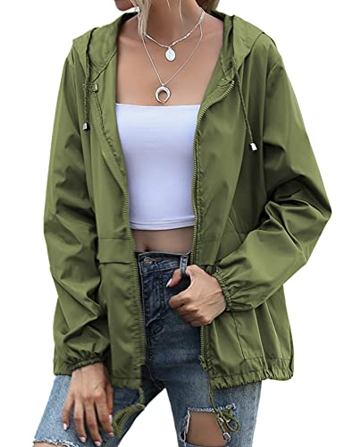 Lightweight Rainwear,Waterproof Active Outdoor Cycling Hiking Rain Jacket Army Green XL