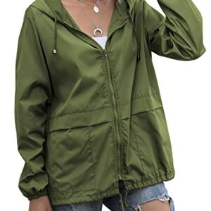 Lightweight Rainwear,Waterproof Active Outdoor Cycling Hiking Rain Jacket Army Green XL