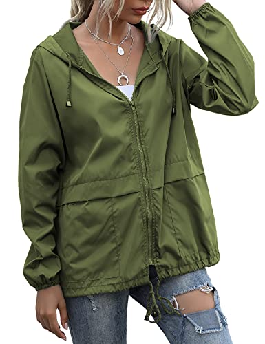 Lightweight Rainwear,Waterproof Active Outdoor Cycling Hiking Rain Jacket Army Green XL