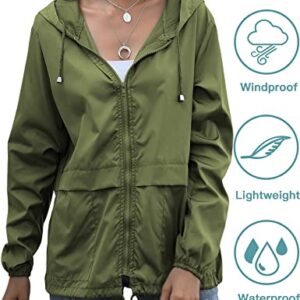 Lightweight Rainwear,Waterproof Active Outdoor Cycling Hiking Rain Jacket Army Green XL