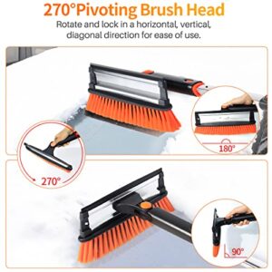 6 in 1 Snow Brush, Extendable Snow Shovel for Car, 46'' Ice Scraper & Squeegee with Foam Grip for Driveway, Detachable Snow Removal Broom for Auto SUV Truck Window