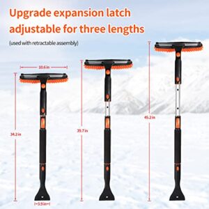 6 in 1 Snow Brush, Extendable Snow Shovel for Car, 46'' Ice Scraper & Squeegee with Foam Grip for Driveway, Detachable Snow Removal Broom for Auto SUV Truck Window