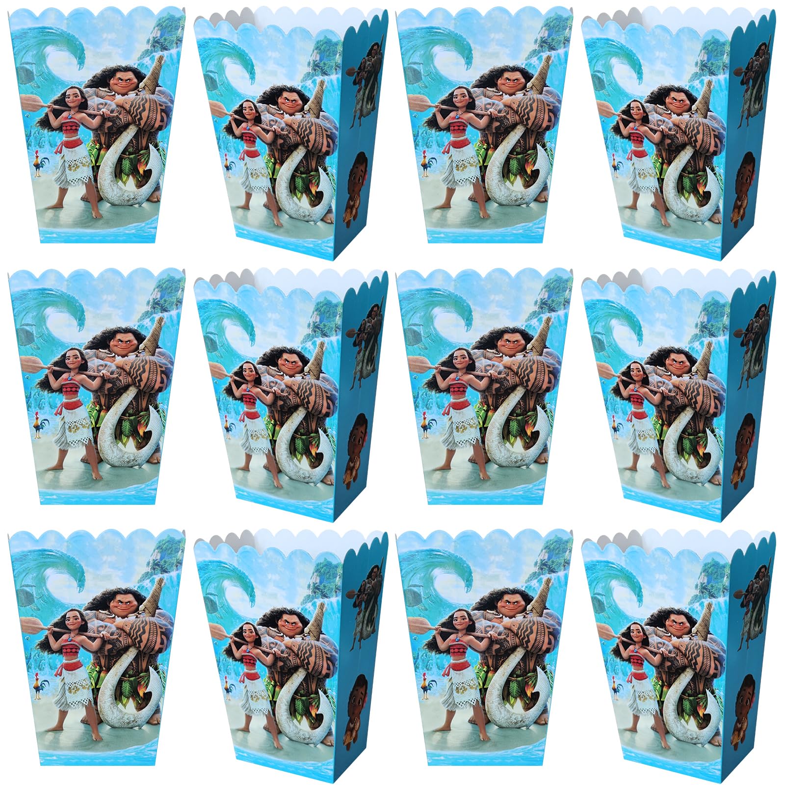 30 PCS Moana Party Popcorn Boxes, Moana Party Favor Boxes Candy Popcorn Boxes for Birthday Party Supplies