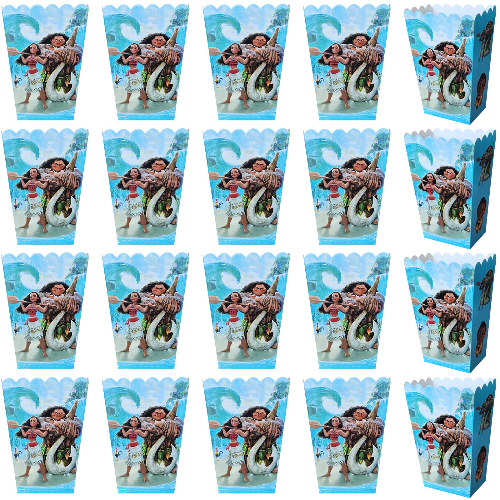 30 PCS Moana Party Popcorn Boxes, Moana Party Favor Boxes Candy Popcorn Boxes for Birthday Party Supplies