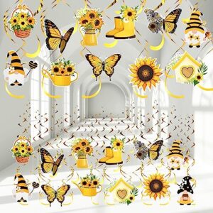 bencailor 36 pcs sunflower hanging swirls decorations sunflower party supplies decorations sunflower gnome butterfly ceiling butterfly streamers decor for summer birthday baby shower wedding decor
