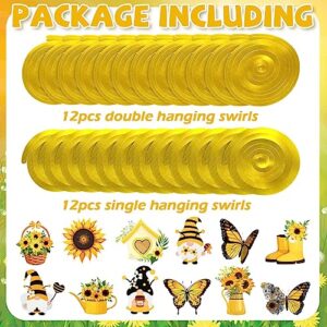 Bencailor 36 Pcs Sunflower Hanging Swirls Decorations Sunflower Party Supplies Decorations Sunflower Gnome Butterfly Ceiling Butterfly Streamers Decor for Summer Birthday Baby Shower Wedding Decor
