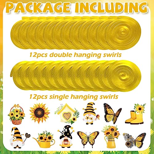 Bencailor 36 Pcs Sunflower Hanging Swirls Decorations Sunflower Party Supplies Decorations Sunflower Gnome Butterfly Ceiling Butterfly Streamers Decor for Summer Birthday Baby Shower Wedding Decor