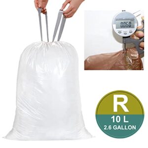 Displayforever Code R Trash Bags Compatible with Code R Custom Fit Drawstring Trash Bags | 200 Count 2.6 Gallon / 10 Liter 1.2 Mil | White Heavy Duty Drawstring Garbage Liners