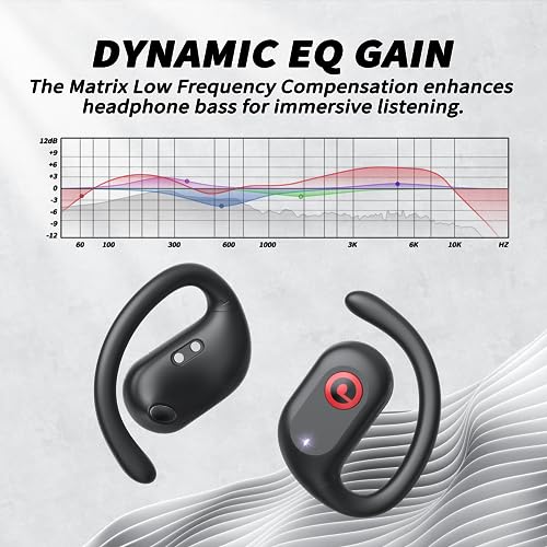 PSIER Open Ear Headphones, Wireless Earbuds 40Hrs Battery Life with LED Digital Display Bluetooth 5.3 Headphones Premium Stereo Sound Open Ear Earbuds with Earhooks Workout Headphones