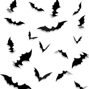 128PCS/4SIZE 3D Bats Sticker, Halloween Party Supplies Reusable Decorative Scary Wall Decal for Home Decor DIY Wall Decal.